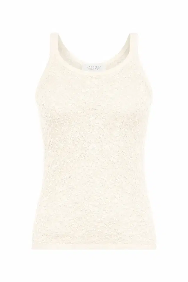 Gabriela Hearst Cyrinne Lace Knit Tank Top in Off White Merino Wool