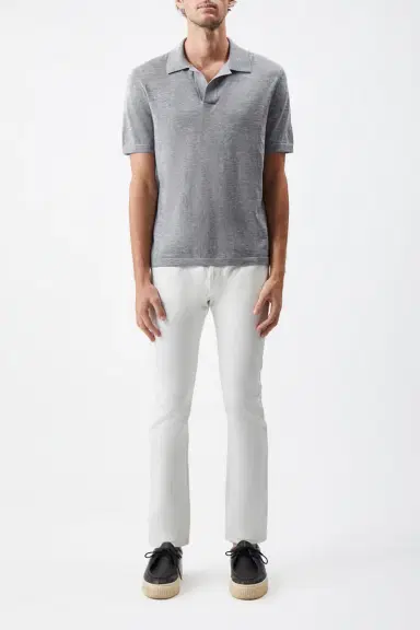 Gabriela Hearst Stendhal Knit Short Sleeve Polo in Heather Grey Cashmere | Thumbnail 2