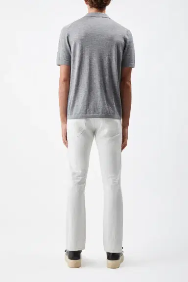 Gabriela Hearst Stendhal Knit Short Sleeve Polo in Heather Grey Cashmere | Thumbnail 4