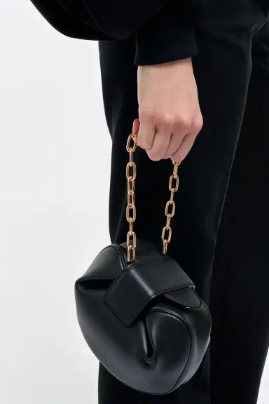 Gabriela Hearst Soft Demi Clutch with Chain in Black Nappa Leather | Thumbnail 2 Gabriela Hearst Soft Demi Clutch with Chain in Black Nappa Leather | Thumbnail 2