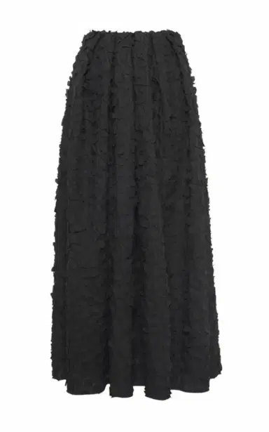 Gabriela Hearst Zelia Embroidered Leaves Maxi Skirt in Black Linen | Thumbnail 1
