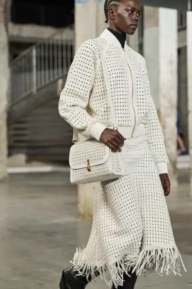 Gabriela Hearst Bennie Midi Skirt in White Woven Leather | Thumbnail 3