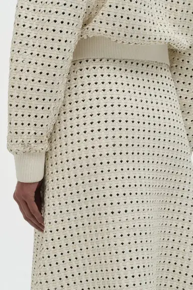 Gabriela Hearst Bennie Midi Skirt in White Woven Leather | Thumbnail 7
