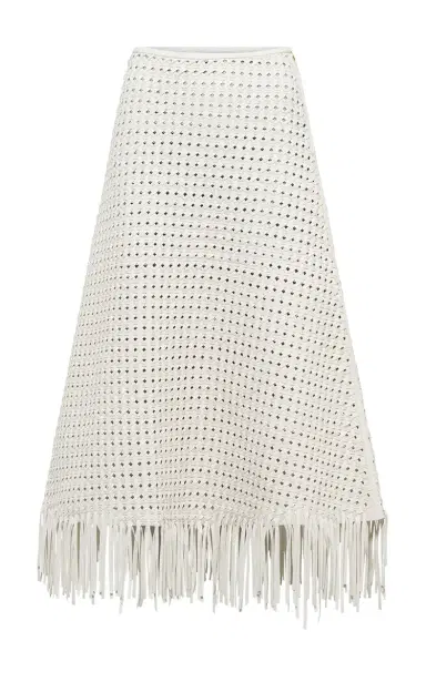Gabriela Hearst Bennie Midi Skirt in White Woven Leather | Thumbnail 1