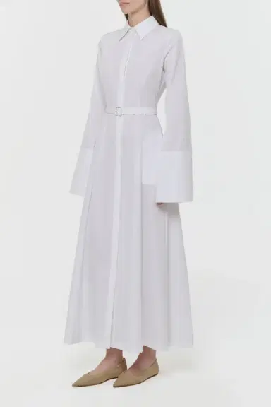 Gabriela Hearst Carmina Maxi Shirtdress in White Sea Island Cotton | Thumbnail 3
