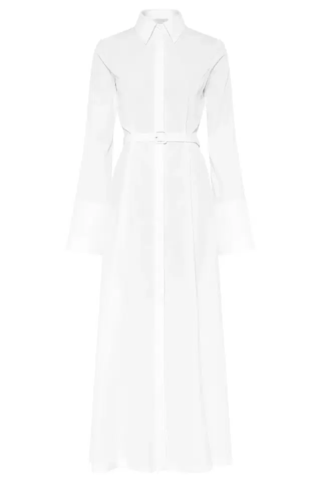 Gabriela Hearst Carmina Maxi Shirtdress in White Sea Island Cotton