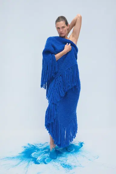 Gabriela Hearst Lauren Knit Wrap in Cobalt Welfat Cashmere | Thumbnail 2