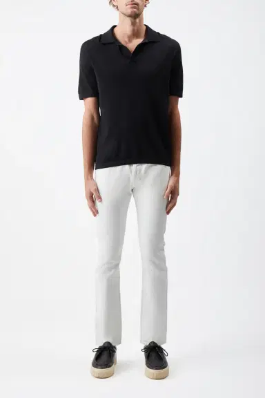 Gabriela Hearst Stendhal Knit Short Sleeve Polo in Black Cashmere | Thumbnail 2