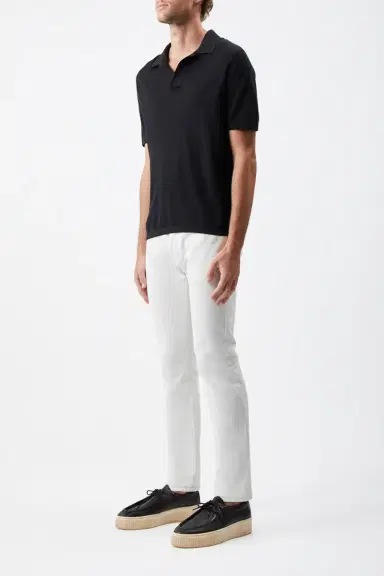 Gabriela Hearst Stendhal Knit Short Sleeve Polo in Black Cashmere | Thumbnail 3