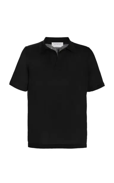 Gabriela Hearst Stendhal Knit Short Sleeve Polo in Black Cashmere | Thumbnail 1