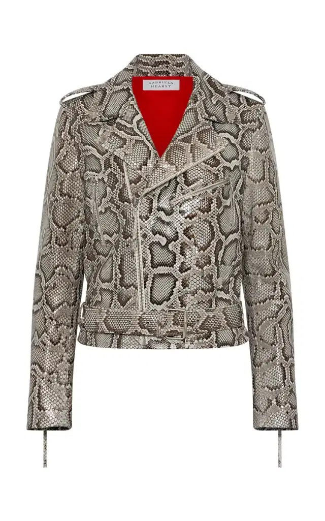 Gabriela Hearst Anton Biker Jacket in Greyscale Inversa Snakeskin