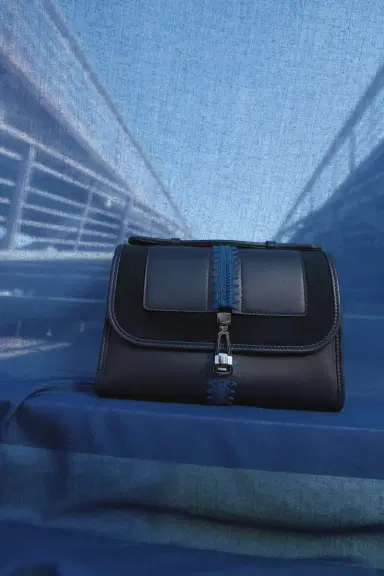 Gabriela Hearst Small Leonora Flap Embroidered Bag in Electric Navy & Cobalt Nappa Leather | Thumbnail 2