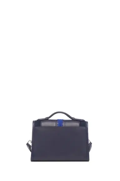 Gabriela Hearst Small Leonora Flap Embroidered Bag in Electric Navy & Cobalt Nappa Leather | Thumbnail 5