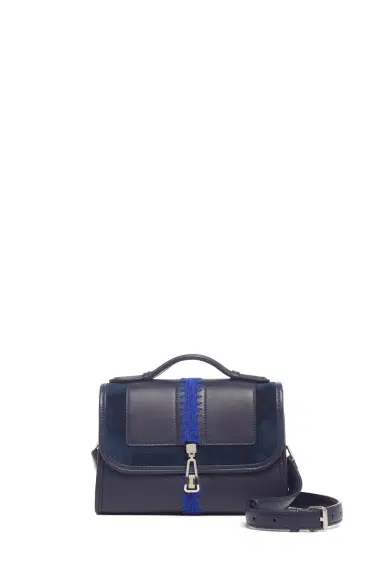 Gabriela Hearst Small Leonora Flap Embroidered Bag in Electric Navy & Cobalt Nappa Leather | Thumbnail 1