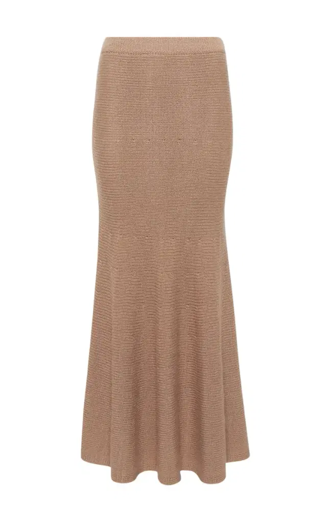 Gabriela Hearst Manni Knit Maxi Skirt in Camel Cashmere