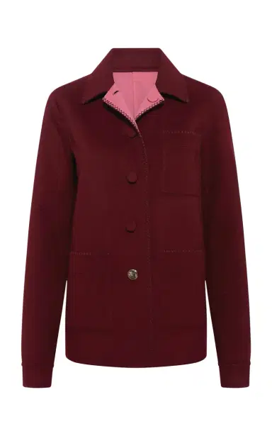Gabriela Hearst Ulu Reversible Chore Jacket in Bordeaux & Fuchsia Double-face Recycled Cashmere | Thumbnail 1