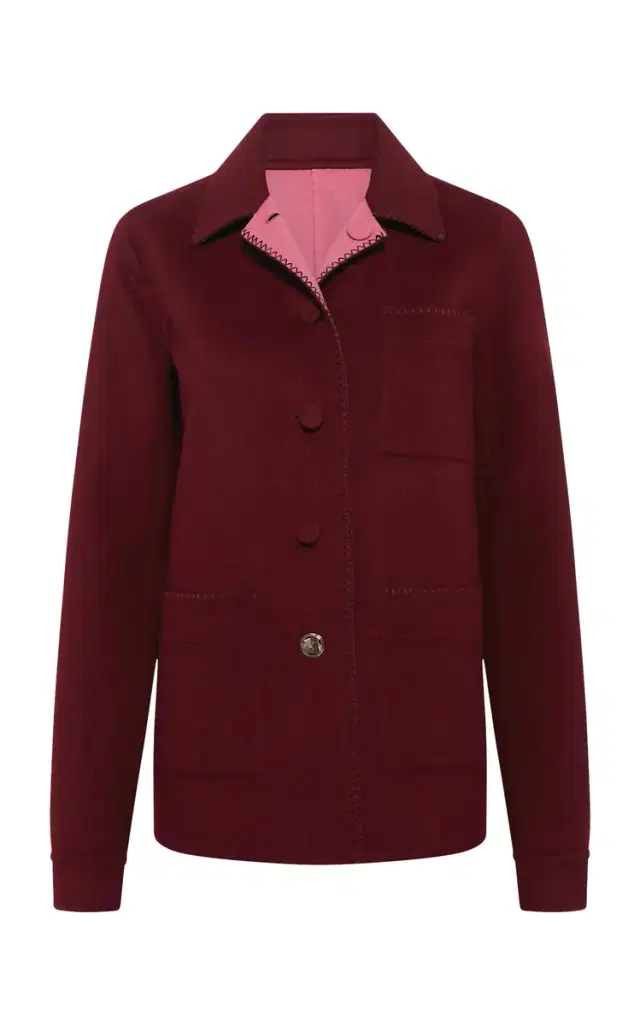 Gabriela Hearst Ulu Reversible Chore Jacket in Bordeaux & Fuchsia Double-face Recycled Cashmere