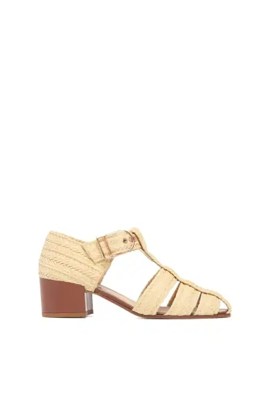 Gabriela Hearst Lyle Block Heel Pump Sandal in Natural Raffia | Thumbnail 1