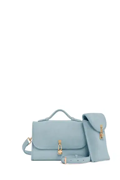 Gabriela Hearst Small Leonora Flap Bag in Light Blue Suede | Thumbnail 2