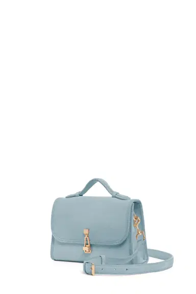 Gabriela Hearst Small Leonora Flap Bag in Light Blue Suede | Thumbnail 3