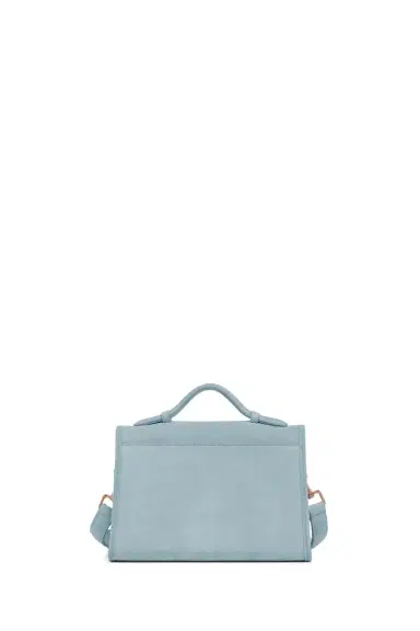 Gabriela Hearst Small Leonora Flap Bag in Light Blue Suede | Thumbnail 4