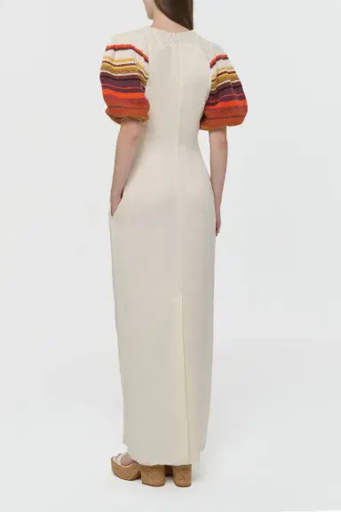Gabriela Hearst Nomo Crochet Puff Sleeve Maxi Dress in Textured Linen Twill | Thumbnail 5 Gabriela Hearst Nomo Crochet Puff Sleeve Maxi Dress in Textured Linen Twill | Thumbnail 5