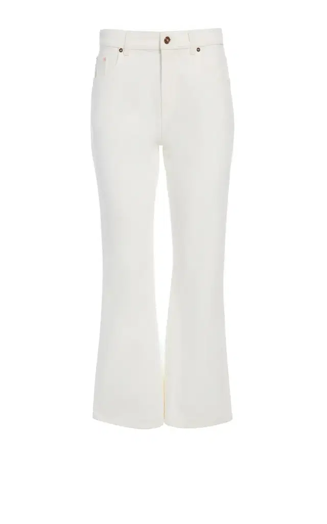GABRIELA HEARST Ezra Bootcut Cropped Jean in White Recycled Cotton Denim