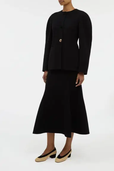 Gabriela Hearst Patterson Midi Skirt in Black Double-face Recycled Cashmere | Thumbnail 3 Gabriela Hearst Patterson Midi Skirt in Black Double-face Recycled Cashmere | Thumbnail 3