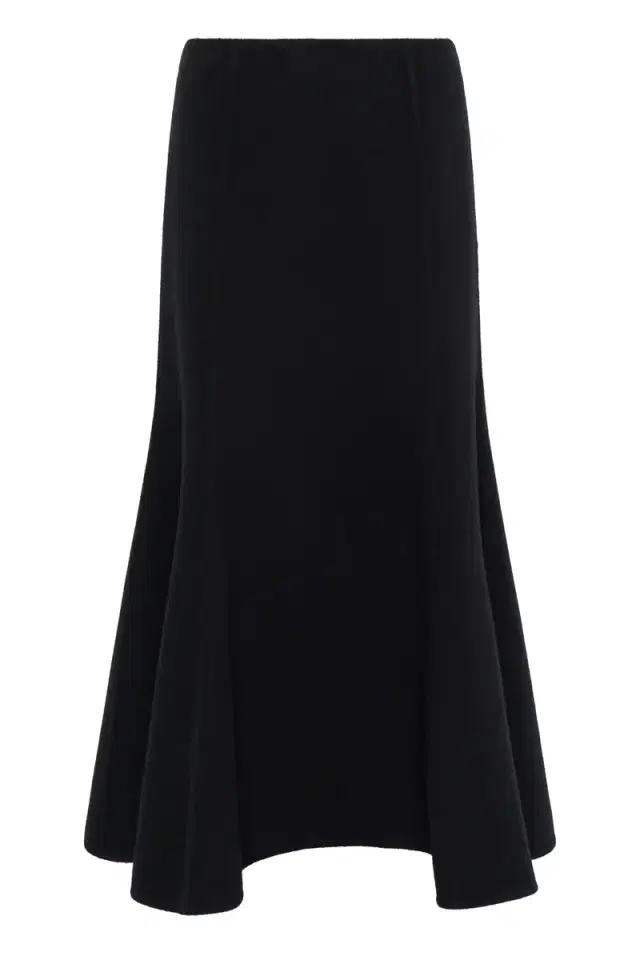 Gabriela Hearst Patterson Midi Skirt in Black Double-face Recycled Cashmere