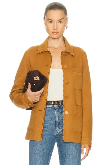 Gabriela Hearst Ulu Chore Jacket in Yellow Ochre Double-face Recycled Cashmere | Thumbnail 1 Gabriela Hearst Ulu Chore Jacket in Yellow Ochre Double-face Recycled Cashmere | Thumbnail 1