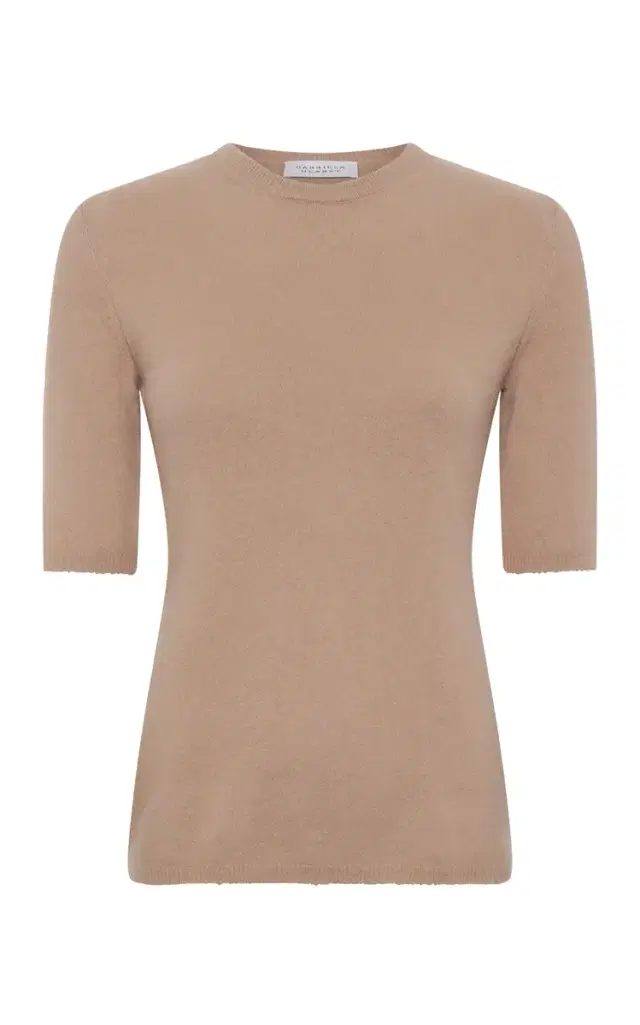 GABRIELA HEARST Xanthe Knit Top in Camel Brushed Cashmere