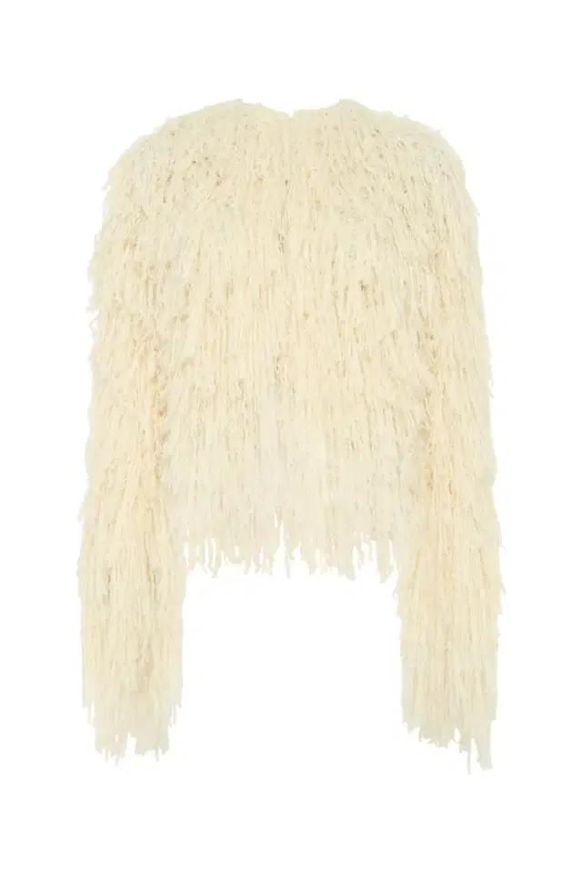 Gabriela Hearst Amina Fringe Knit Jacket in Off White Silk Cashmere