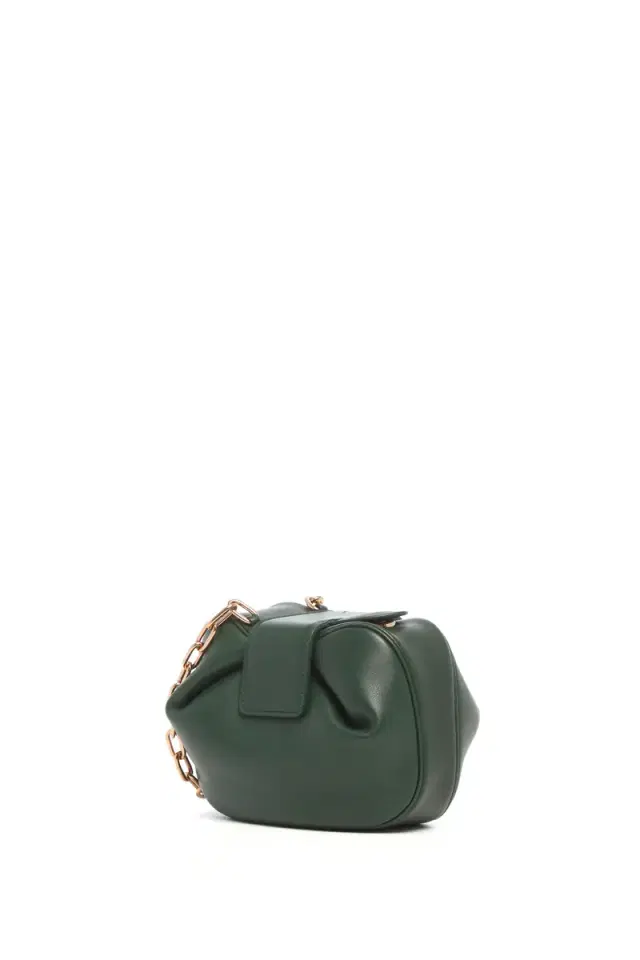 GABRIELA HEARST Soft Demi Clutch with Chain in English Green & Fluorescent Green Nappa Leather