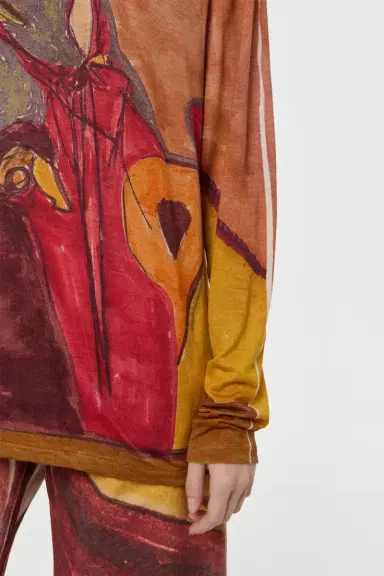 Gabriela Hearst Isaro Long Sleeve T-shirt in Fire Multi Printed Cashmere Jersey | Thumbnail 7 Gabriela Hearst Isaro Long Sleeve T-shirt in Fire Multi Printed Cashmere Jersey | Thumbnail 7