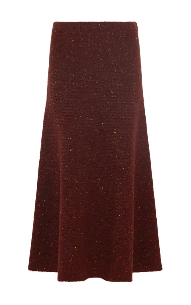 Gabriela Hearst Eden Knit Midi Skirt in Burnt Sienna Multi Speckled Aran Cashmere