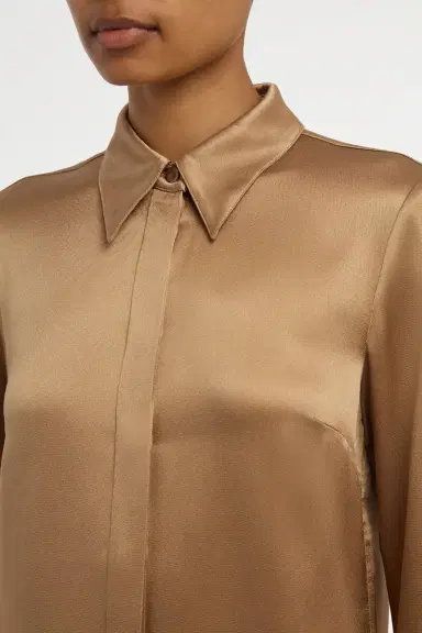 Gabriela Hearst Cruz Shirt in Camel Silk Satin | Thumbnail 5 Gabriela Hearst Cruz Shirt in Camel Silk Satin | Thumbnail 5