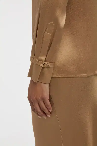 Gabriela Hearst Cruz Shirt in Camel Silk Satin | Thumbnail 6 Gabriela Hearst Cruz Shirt in Camel Silk Satin | Thumbnail 6