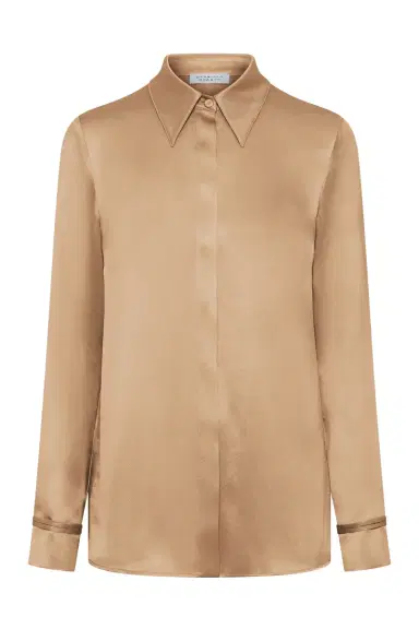 Gabriela Hearst Cruz Shirt in Camel Silk Satin | Thumbnail 1 Gabriela Hearst Cruz Shirt in Camel Silk Satin | Thumbnail 1