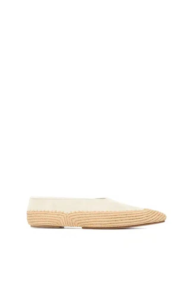 Gabriela Hearst Strength Flat Shoe in  Suede & Natural Raffia