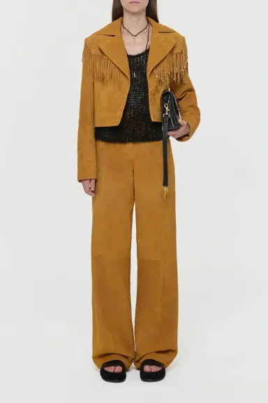 Gabriela Hearst Azra Fringe Jacket in Cashew Suede with Charms | Thumbnail 2