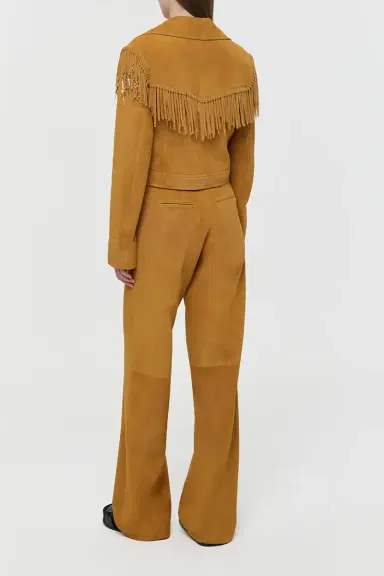 Gabriela Hearst Azra Fringe Jacket in Cashew Suede with Charms | Thumbnail 5