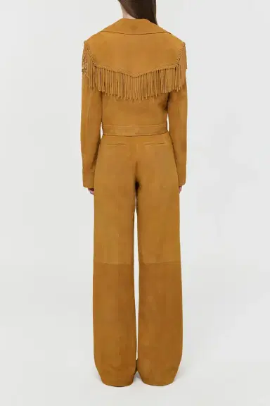 Gabriela Hearst Azra Fringe Jacket in Cashew Suede with Charms | Thumbnail 6