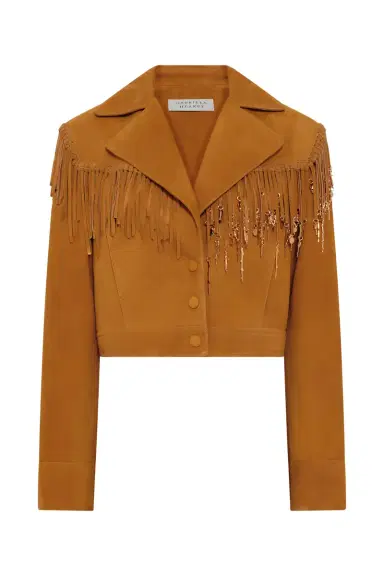 Gabriela Hearst Azra Fringe Jacket in Cashew Suede with Charms | Thumbnail 1