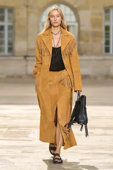 Gabriela Hearst Kalyan Fringe Maxi Skirt in Cashew Suede with Charms | Thumbnail 2 Gabriela Hearst Kalyan Fringe Maxi Skirt in Cashew Suede with Charms | Thumbnail 2