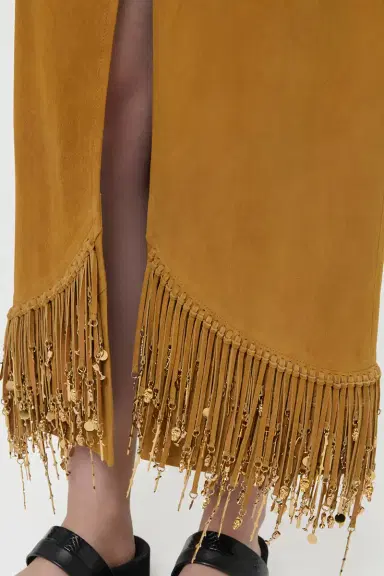 Gabriela Hearst Kalyan Fringe Maxi Skirt in Cashew Suede with Charms | Thumbnail 8 Gabriela Hearst Kalyan Fringe Maxi Skirt in Cashew Suede with Charms | Thumbnail 8
