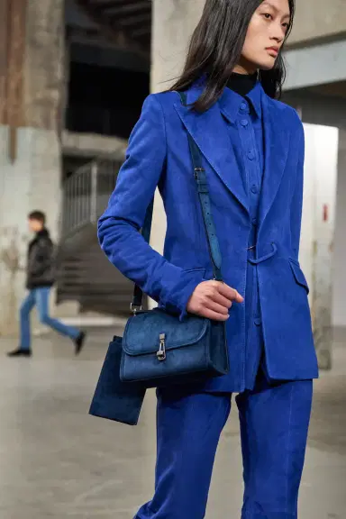 Gabriela Hearst Small Leonora Flap Bag in Navy Suede | Thumbnail 2 Gabriela Hearst Small Leonora Flap Bag in Navy Suede | Thumbnail 2