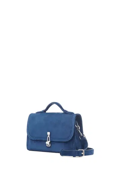 Gabriela Hearst Small Leonora Flap Bag in Navy Suede | Thumbnail 3 Gabriela Hearst Small Leonora Flap Bag in Navy Suede | Thumbnail 3