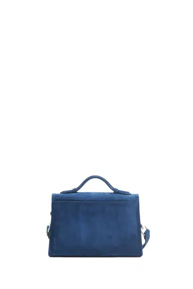 Gabriela Hearst Small Leonora Flap Bag in Navy Suede | Thumbnail 4 Gabriela Hearst Small Leonora Flap Bag in Navy Suede | Thumbnail 4