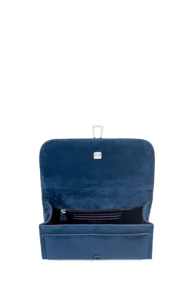 Gabriela Hearst Small Leonora Flap Bag in Navy Suede | Thumbnail 5 Gabriela Hearst Small Leonora Flap Bag in Navy Suede | Thumbnail 5