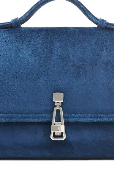 Gabriela Hearst Small Leonora Flap Bag in Navy Suede | Thumbnail 6 Gabriela Hearst Small Leonora Flap Bag in Navy Suede | Thumbnail 6